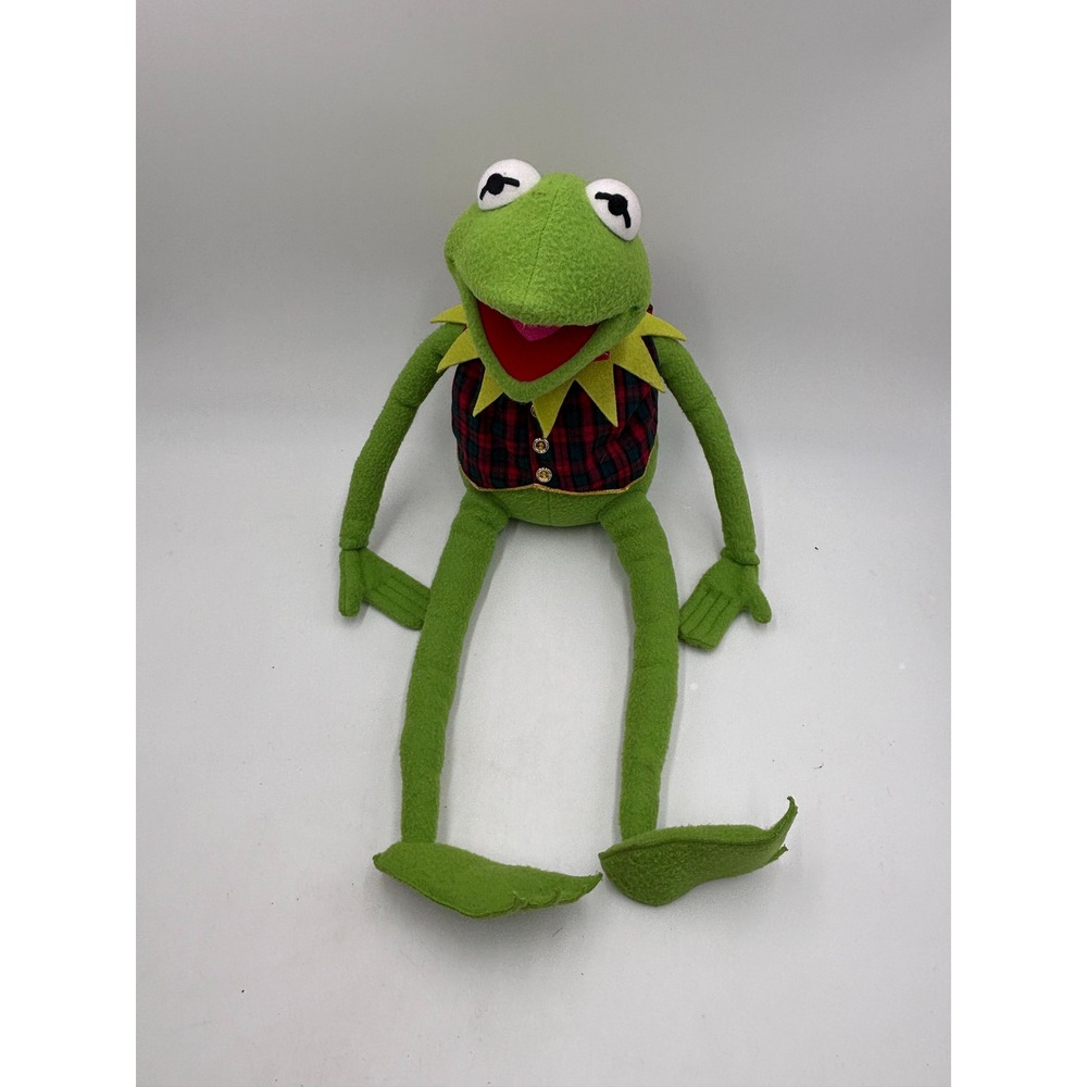 Vintage Eden Toys Kermit the Frog Plush Plaid Holiday Vest Muppets
